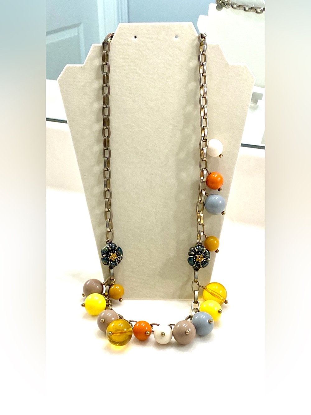 J. Crew Vintage Gumball Gold-Tone Chain Necklace with Multicolor Beads